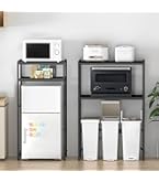 【幅伸縮・2口コンセント・高さ調整】冷蔵庫上ラック キッチンラック ホワイト 幅伸縮・2口コンセント・高さ調整】冷蔵庫上ラック キッチン