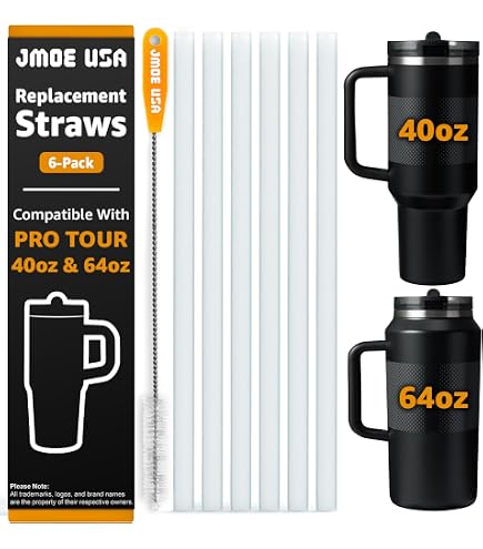 Replacement Straws With Cover Caps For Stanley Cup - 6 Pack Glitter Straws For 30oz, 40oz, 64oz Tumblers, Dishwasher Safe