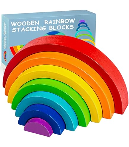 BLUE GINKGO Silicone Rainbow Stacker - 10 Layer Montessori Nesting Toy For Toddlers (Vibrant Colors)