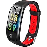 スマートウォッチ 血圧計 万歩計 活動量計 心拍計 歩数計 距離 1.14インチカラースクリーン IP68完全防水Levens スマートブレスレット2019最新版 スクリーン明るさ調節 女性生理期管理 ランニングモード 消費カロリー 睡眠検測 アラーム 着信電話 Line通知 電話拒否iphone Android Line対応 Bluetooth4.0(レッド)