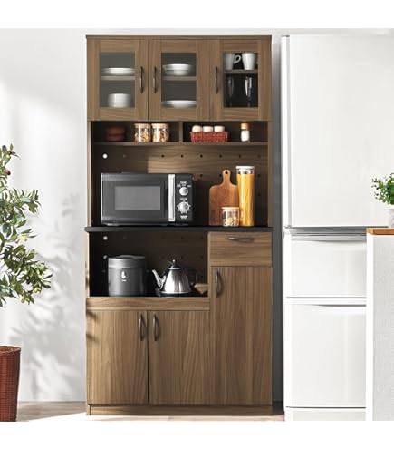 Amazon｜キッチンラック 食器棚 棚 収納棚 ラック キャビネット