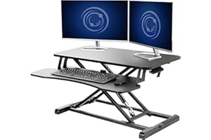 VIVO 32 inch Desk Converter, K Series, Height Adjustable Sit to Stand Riser, Dual Monitor and Laptop Workstation with Wide Ke