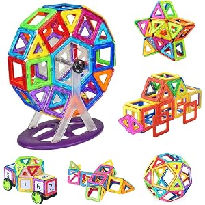 iKing マグネットブロック 94PCS 磁石ブロック マグネットおもちゃ 磁気おもちゃ 子供 知育玩具 男の子 女の子 幼児 人気 積み木 立体パズル DIY 観覧車 ロボット 収納ケース付き 出産祝い 入園ギフト クリスマス 誕生日プレゼント 贈り物