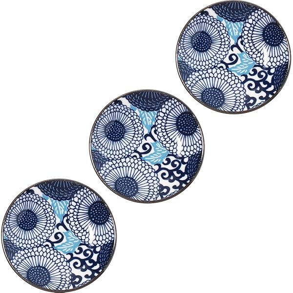 新品2枚セット美濃焼 紺青20.5cmクープ 大輪菊