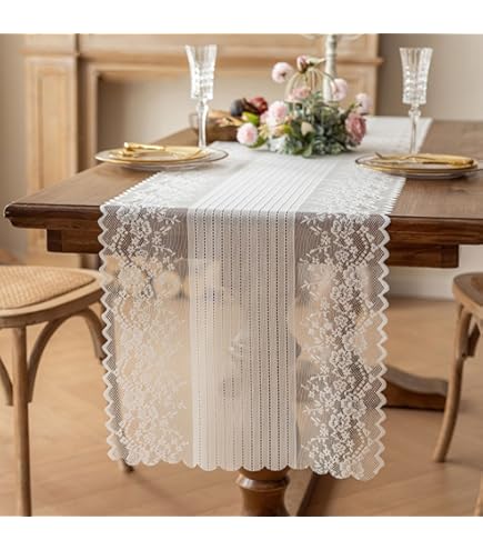 Amazon｜テーブルランナー 手作り 綿100％ レース 北欧
