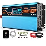 FLAMEZUM 12V 2000W インバーター 正弦波 DC12V-AC100V DC12V（直流)をAC100V(交流)に変換 瞬間最大4000W カーインバーター 車載から家庭用非常電源 ACコンセント×4、USBポート× 2 リモコン付き 