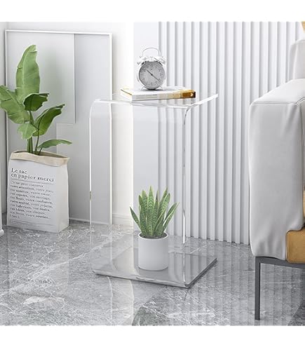 Amazon｜アクリルサイドテーブル、寝室用透明コーナーテーブル、2段