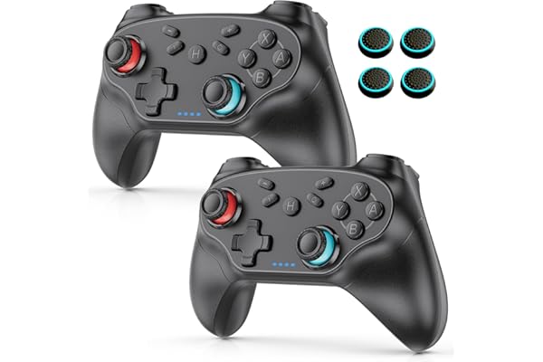 【2個セット】Switch2 コントローラー 互換 スイッチ コントローラー Switch1/2代对応 1000mAh大容量バッテリー TURBO自動連射機能 6軸ジャイロセンサー 4階段HD振動 Bluetooth 無線接続 人間工学デザイン PC/Android/IOSにも対応 日本語取扱説明書 アナログスティックカバー 4枚付き