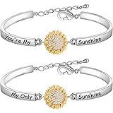 HOLLP 距離 ひまわり ブレスレットセット レディース ガールズ 友情ジュエリー You are My Sunshine My Only Sunshine ブレスレット 母娘ブレスレット 誕生日 母の日ジュエリー