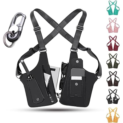 Premium Leather Adjustable Underarm Shoulder Bag With Anti-Theft Harness For Men，Double Shoulder Armpit Bag, Secure Hidden Ca