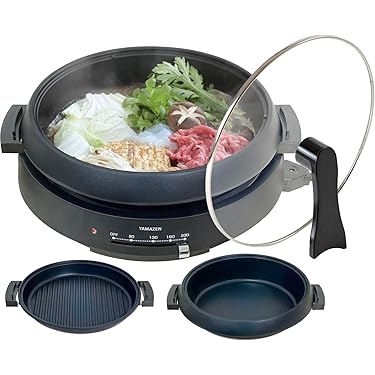 1台多役❣この1台で火を使わずに煮る・焼く・炊くの全調理OK♪❤電気グリル鍋 電気鍋 マルチポット 1台4役 煮る 焼く 蒸す 手軽 グリル鍋 炊く