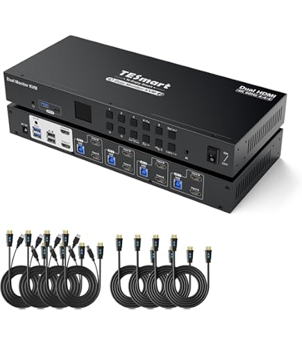 Amazon.co.jp: TESmart 4入力4出力 KVMスイッチ HDMI+DisplayPort USB3