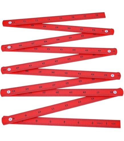 QWORK 4-Pack 6FT Foldable Wooden Ruler - US & Metric Measurements, Single-Hand Operation For Carpenters