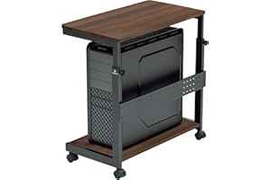 EUREKA ERGONOMIC PC Stand Computer Cart, Height Adjustable Tower Stand 2-Tier Suit for ATX Case Printer, Metal Rolling Cart o