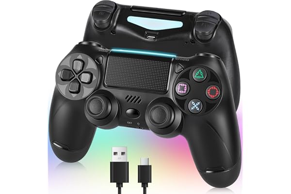 ps4コントローラー【2026年革新版・アップデート】ps4 コントローラー pc Turbo連射機能 6軸ジャイロセンサー 二重振動 高精密ボタン Bluetoooth5.4 無線/有線安定接続 1000mAh 急速充電 16時間連続使用 人体工学設計 持ちやすい タッチパッド イヤホンジャック付き ワイヤレスコントローラー P3/P4/P4 Pro/Slim/PC対応 正規品