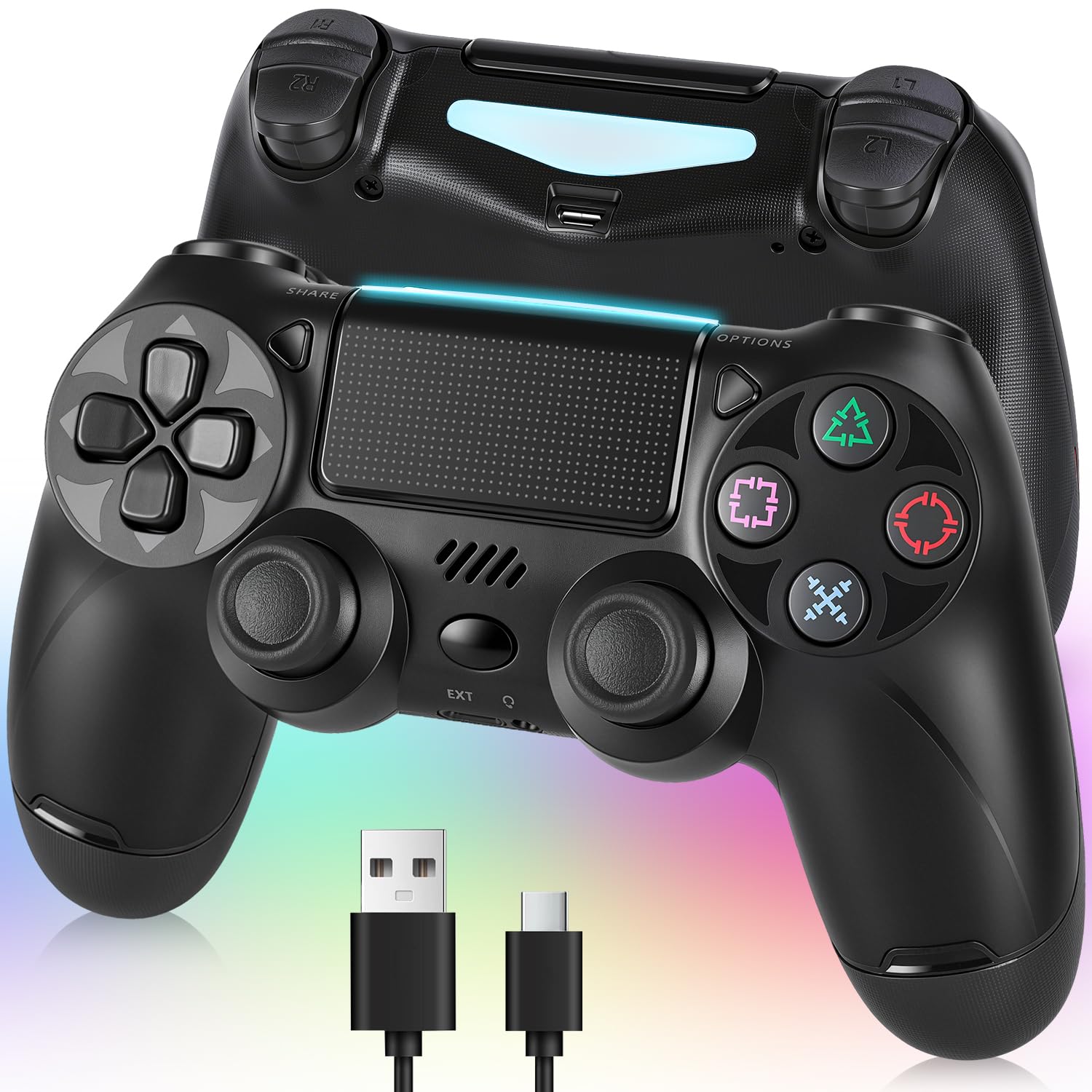 ps4コントローラー【2026年革新版・アップデート】ps4 コントローラー pc Turbo連射機能 6軸ジャイロセンサー 二重振動 高精密ボタン | Bluetoooth5.4 無線/有線安定接続 1000mAh 急速充電 16時間連続使用 人体