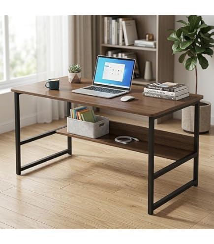 Amazon.co.jp: パソコンデスク(ブラウン/茶) 幅85cm×奥行40cm 学習机