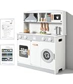 Amazon | おままごと キッチン 木製 洗濯機 台所 ライト付き 調理器具