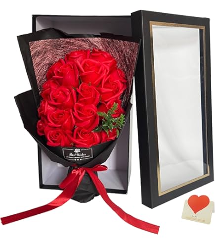 Amazon｜カタク(KATAKU)ソープフラワー 11本薔薇 ローズ 花束 ブーケ