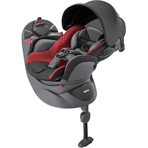 Aprica (アップリカ) 回転式チャイルドシート ディアターン プラス プレミアム レッドグレー RD ベッド&イス型 【フレックスシェード+やわらかクッション搭載】 2044505