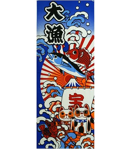 Amazon｜ヤギセイ 手ぬぐい 「招き猫 紺」 福招き猫 捺染てぬぐい