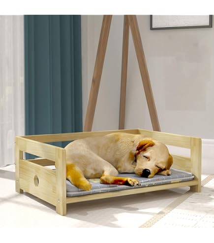 Amazon | ペット用木製ベッド 専用マット付き 猫ベッド 犬ベッド