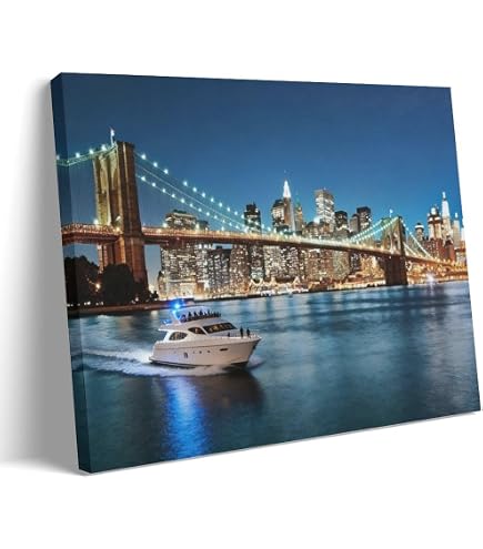 Amazon.co.jp: ブルックリン橋 夜景 風景 アート月 夜 ニューヨーク