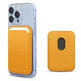 [WALLFID] MagSafe対応 マグネット式ウォレット iPhone 17/16/15/14/13/12 対応 レザー カードケース RFIDスキミング防止 強力マグネット 薄型(黄色)