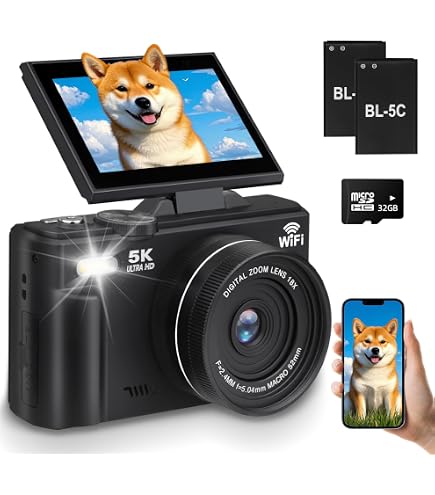 Amazon | デジカメ 5K デジタルカメラ 5K録画 7500万画素 Wi-Fi機能 AF