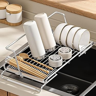 ステンレス水切りラック（本体のみ) 水はねも防げるシンク上目隠し水切りラック デラックス 通販 - ディノス