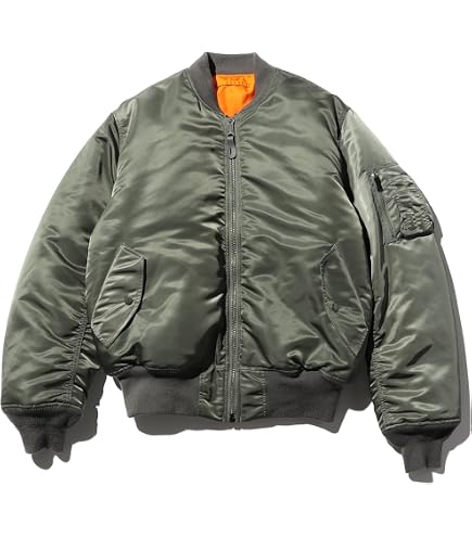 Amazon | USフライトジャケットMA-1スタイルオリーブグリーン陸軍