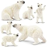 TOYMANY 6PCS動物フィギュア シロクマフィギュアセット ホッキョクグマフィギュア 北極熊 親子 冬 リアルな動物模型 ミニモデル 人気動物 おもちゃ 玩具 誕生日プレゼント クリスマス 新年 飾り物 コレクション ６歳以上