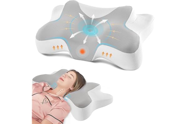 DONAMA DONAMA Cervical Neck Pillow for Pain Relief, Ergonomic Memory Foam Pillows | Contour Dual-height, Cooling Pillowcase, Neck Support Bed Pillows for Side/Back/Stomach Sleepers, CertiPUR-US & OEKO-TEX