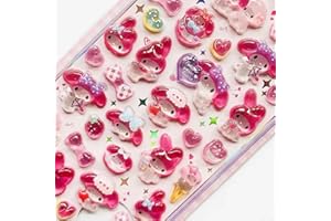 Winnges Stickers, Cute 3D Stickers, Hello Kitty, For DIY, Notebooks, 3D Cute Relief, Girls, Handmade, Suitable for Laptop, Smartphone, Water Bottle, Pen, Decoration (c)
