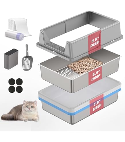 Pellet Litter Box Stainless Steel Sifting Litter Box For Pine