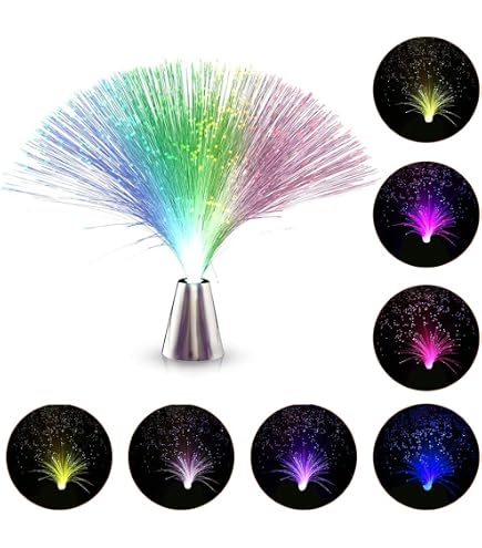 Colorful Fiber Optic Lamp – 8-Light Color Changing LED, Touch Switch, Battery Operated (3x AA), Glowing Toy And Decorative Night Light