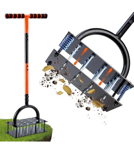 thumbnail image 2 of EEIEER Manual Lawn Aerator Tool With Soil Basket - 3 Core Tines For Compacted Soil & Yard Care 2 of 5