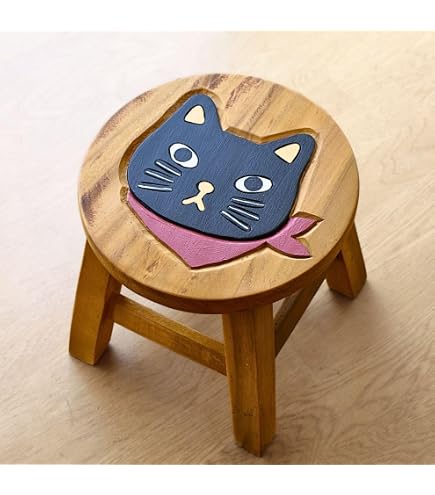 Amazon.co.jp: ねこ 木製 ミニスツール かわいい イス 観葉植物 花台