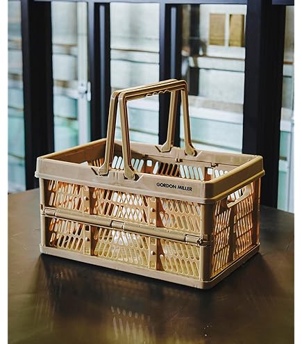 Amazon｜ハンドル付き折りたたみバスケット ベージュ 大 幅46×奥行31