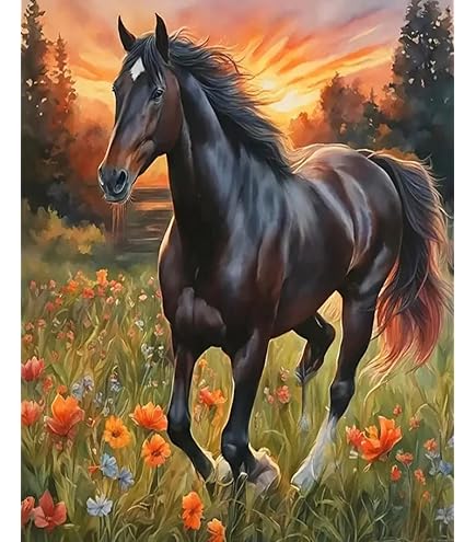Amazon | ダイヤモンドアート 海の波の馬 5d ダイヤモンド 絵画
