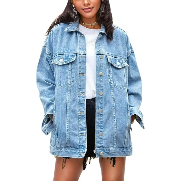 Women's 3/4 Sleeve Cropped Denim Jacket - Distressed Trucker Style Shrug Top Blue XL