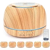 Besince ディフューザー 加湿器 アロマディフューザー 卓上 アロマ加湿器 超音波式加湿器 卓上加湿器 静音 タイマー LEDライト7色 リモコン付 乾燥対策 300ml オフィス用 家庭用 保湿 (ウッド)