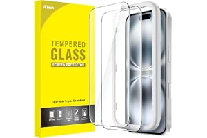 JETech Screen Protector for iPhone 16 6.1-Inch, Tempered Glass Film with Easy Installation Tool, Case-Friendly, HD Clear, 2-Pack
