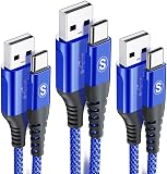 USB Type C ケーブル【1m+2m+3m/3本セット】Sweguard USB-C & USB-A 3.1A USB C ケーブル急速充電 タイプc 充電 iPhone17/16/15 Pro MAX,iPad Pro,Samsung Galaxy S25/S24/S23/S22,Sony,Xiaomi,Huawei,Pixe,usb type c機器と互換性があり(青い)