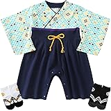 [Comfort U] ベビー服 袴 ロンパース 男の子 袴カバーオール 綿100% 和柄 子供服 袴風 衣装 和服 着物 靴下付き 赤ちゃん 新生児 フォーマル 出産祝い ギフト お食い初め お宮参り 初節句 70 80 90 100