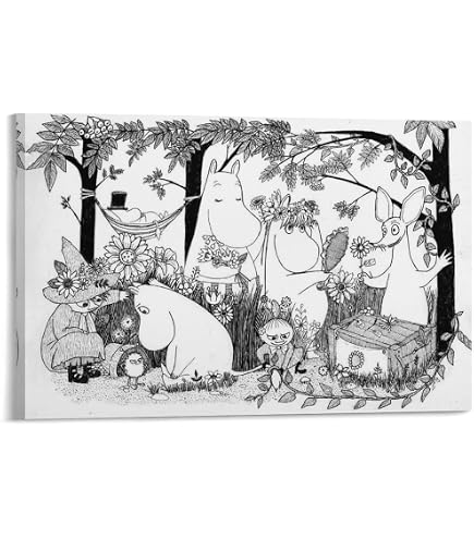 Amazon.co.jp: MOOMIN(ムーミン) モノクロポスター ムーミン谷