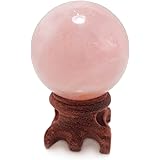Polar Jade ローズクォーツ丸玉 開運 幸運 占い ヒーリング 守護 風水アップ 心を癒すパワーを持つ天然石クリスタルボールパワーストーン球体 (直径45mm) 台座付き