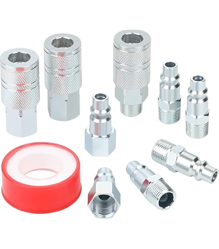 Cosmostar 16-Piece Air Hose Fittings Set | 1/4 NPT Quick Connect Air Coupler & Plug Kit | Industrial Swivel Air Tool Fittings & Compressor Accessories | Universal Auto Shop Air Compressor Adapter