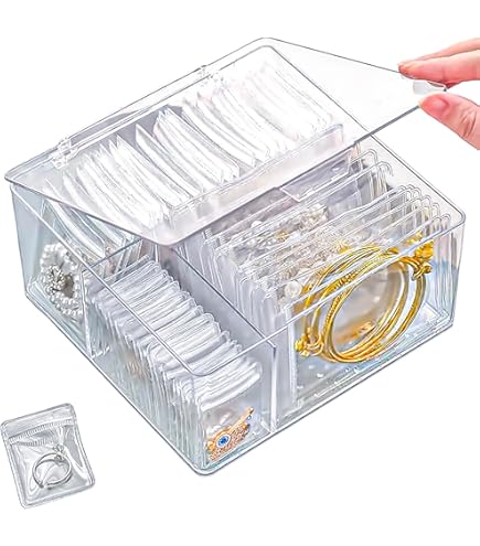 Uross Transparent Jewelry Storage Book, Jewelry Earring Organizer, Clear Travel Jewelry Organizer Book, Zipper Jewelry Storage Display For Necklaces Earrings Rings Bracelets With Pockets (84 Grids