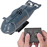 XinDe ミニRC潜水艦、ラジコン原子力潜水艦玩具、LEDライト付き電動防水ダイビングミリタリーモデルボートシップデュアルモーターとプロペラ付きポータブル潜水艦ボート(青)
